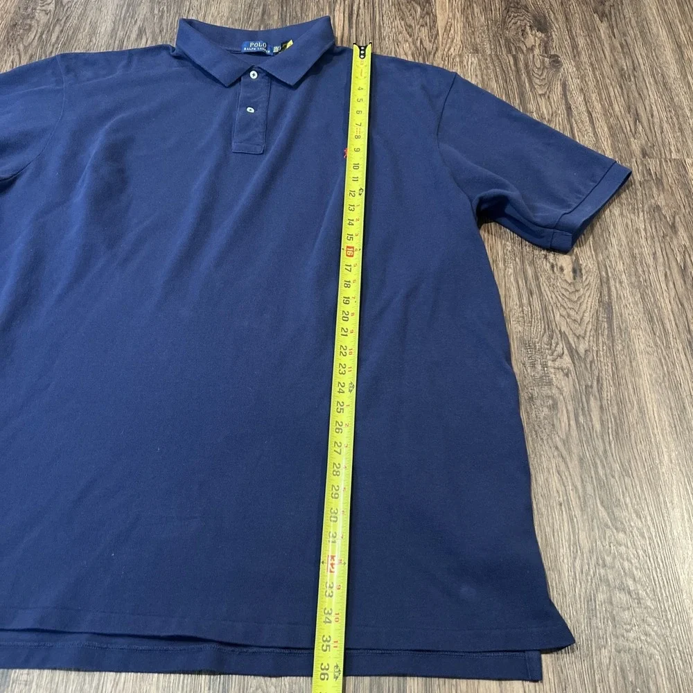 Polo Ralph Lauren Polo Shirt Mens Navy Mesh Cotton Custom Slim Fit Red Pony 4XLT
